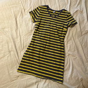 Navy & Green V-Neck Dress